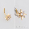 CELESTIAL MULTI CZ STARBURST POLISH 316L SURGICAL STEEL L-SHAPE NOSE RING